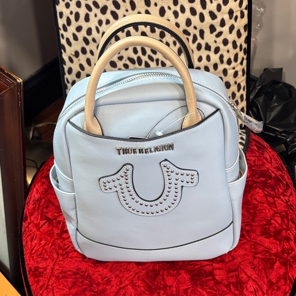 True Religion Blue Backpack with Studded Emblem - Picture 4 of 7